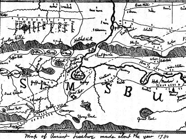 Map of Simsbury and surrounding areas.